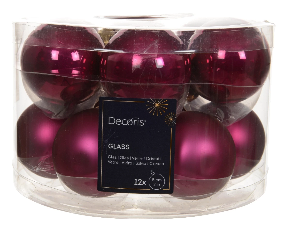 Decoris kerstballen Glas 12st Granaatappel 5cm