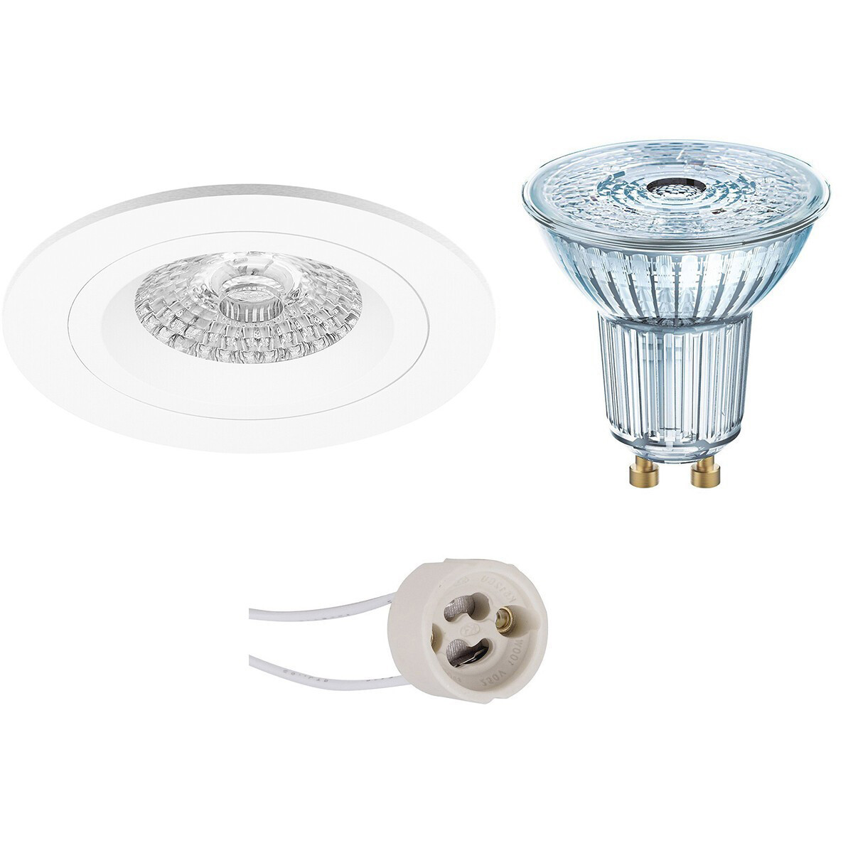 LED Spot Set - LEDVANCE Parathom PAR16 930 36D - Pragmi Rodos Pro - GU10 Fitting - Dimbaar - Inbouw Rond - Mat Wit - 5.5W - Warm Wit 3000K - Ø93mm