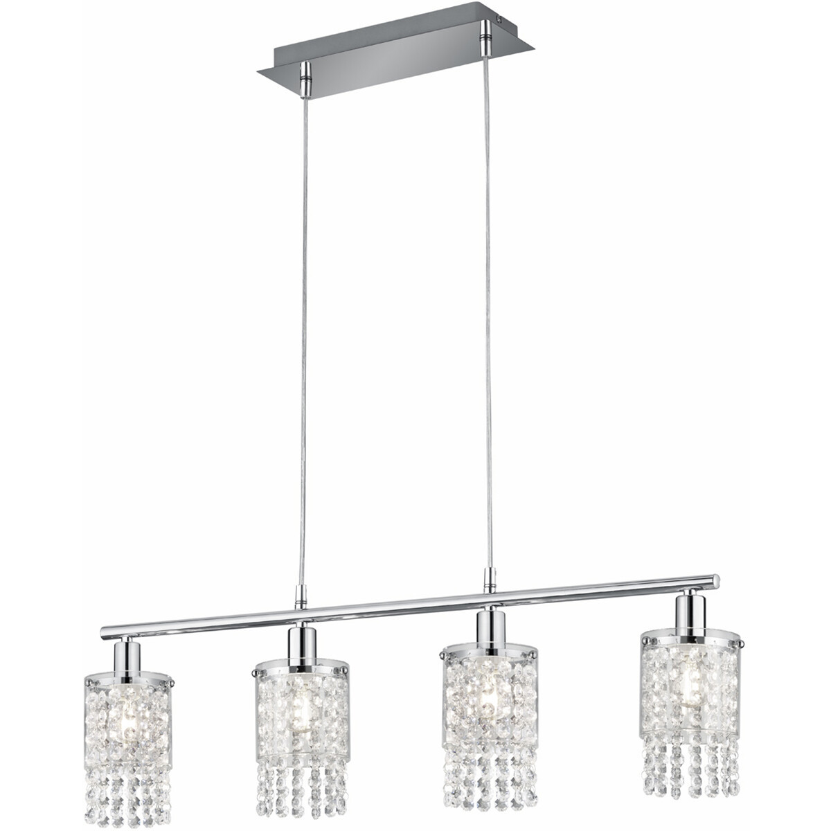 LED Hanglamp - Hangverlichting - Trion Pocino - E14 Fitting - 4-lichts - Rechthoek - Mat Chroom - Aluminium