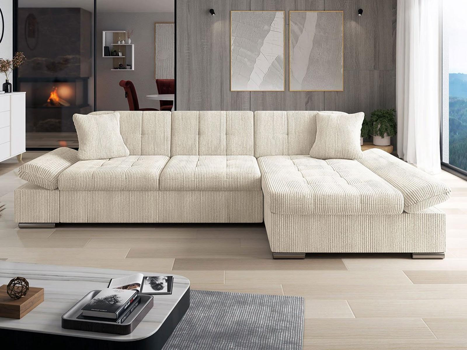 Converteerbare hoekbank MARLIE met longchair rechts beige