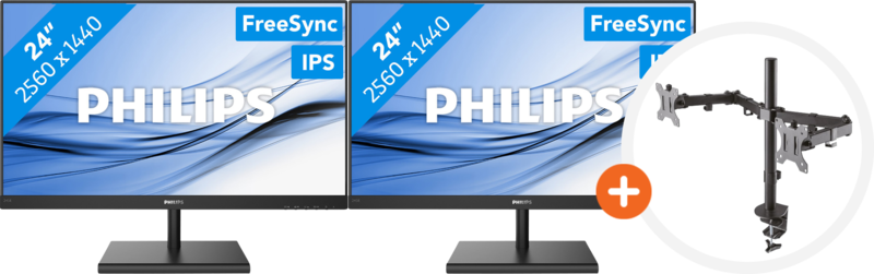 Philips 245E1S Duo Pack + NewStar FPMA-D550DBLACK