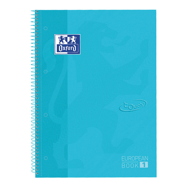 Oxford School Touch Europeanbook spiraalblok, ft A4+, 160 bladzijden, gelijnd, pastel blauw