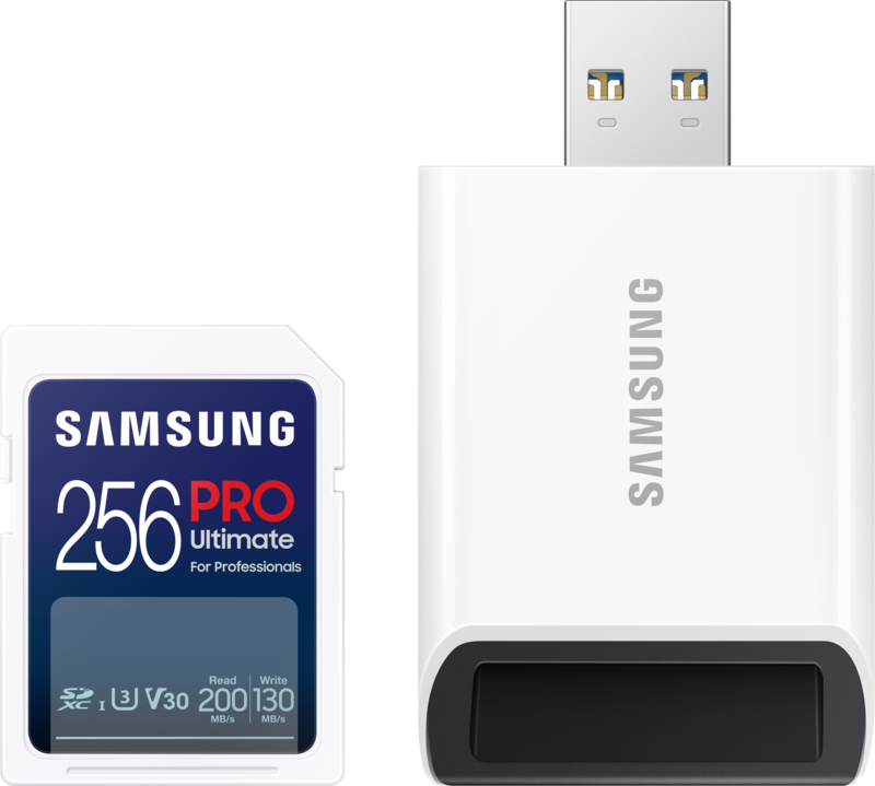 Samsung PRO Ultimate 256 GB (2023) SDXC + USB lezer