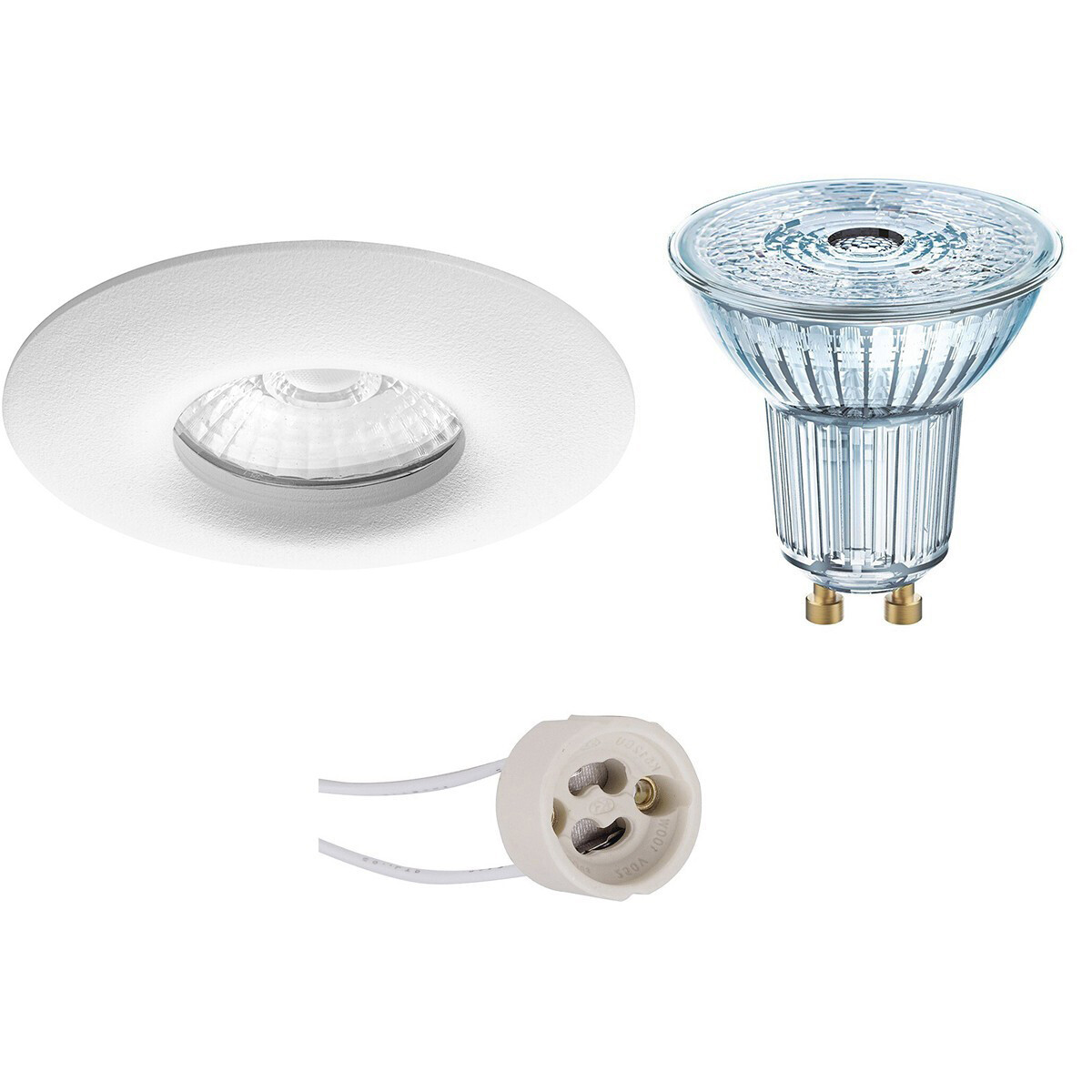 LED Spot Set - LEDVANCE Parathom PAR16 940 36D - Pragmi Luno Pro - Waterdicht IP65 - GU10 Fitting - Dimbaar - Inbouw Rond - Mat Wit - 3.7W - Natuurlijk Wit 4000K - Ø82mm