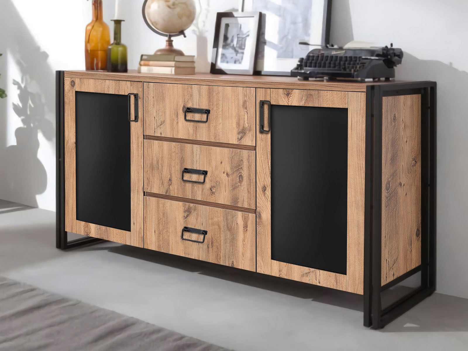 Dressoir ARCANIA 2 deuren 3 lades atlantische pijnboom