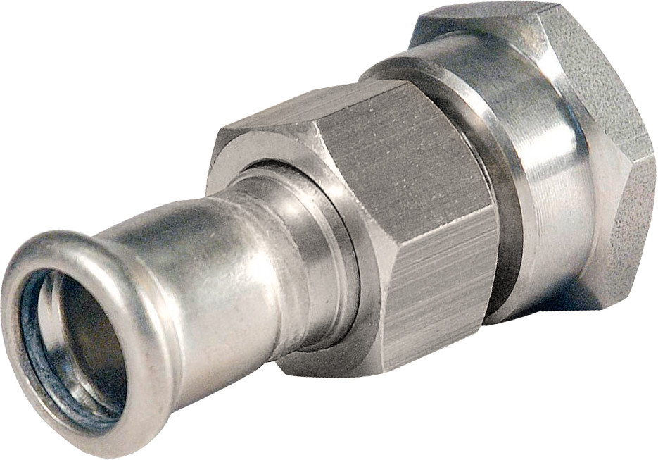 Bonfix Pressfitting RVS 316L 3-delige koppeling - vlakdichtend 1 x 28 - binnendraad (Rp) x press - (m-profiel) - 205135