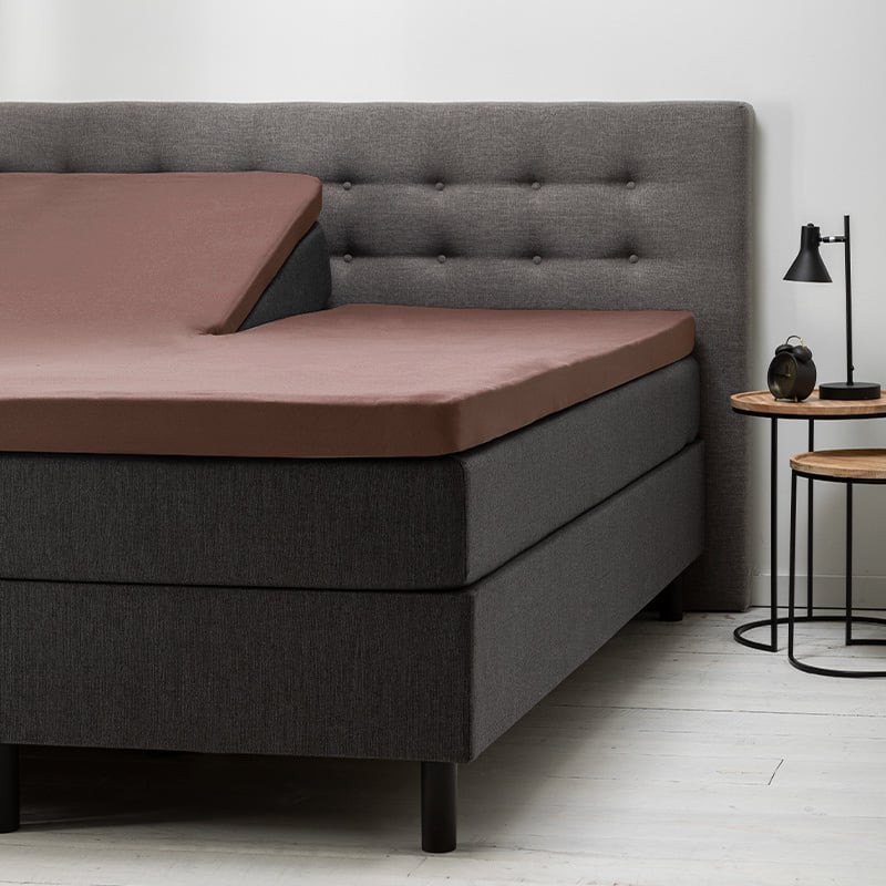 Hoeslaken Katoen - Splittopper - Taupe - 160x200 cm - Taupe - Fresh and Co - Dekbed-Discounter.nl