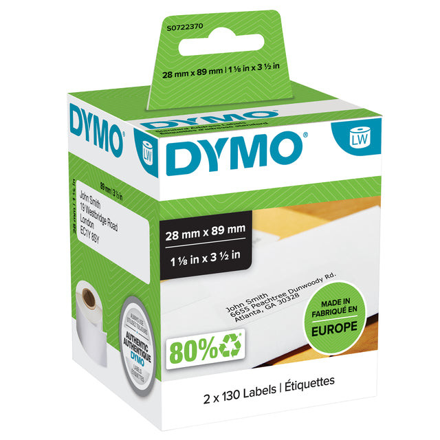 Etiket Dymo 99010 labelwriter 28x89mm adreslabel 260stuks | 6 stuks