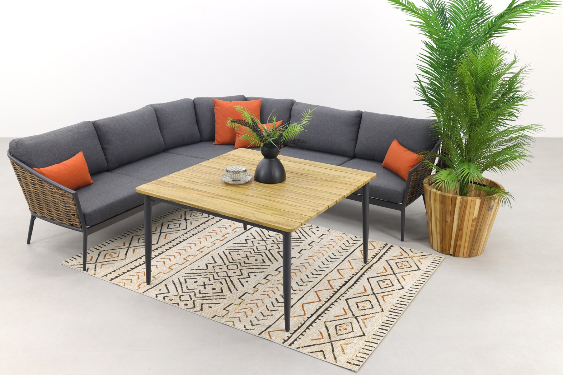 Bali lounge dining set - Carbon black - 4-delig