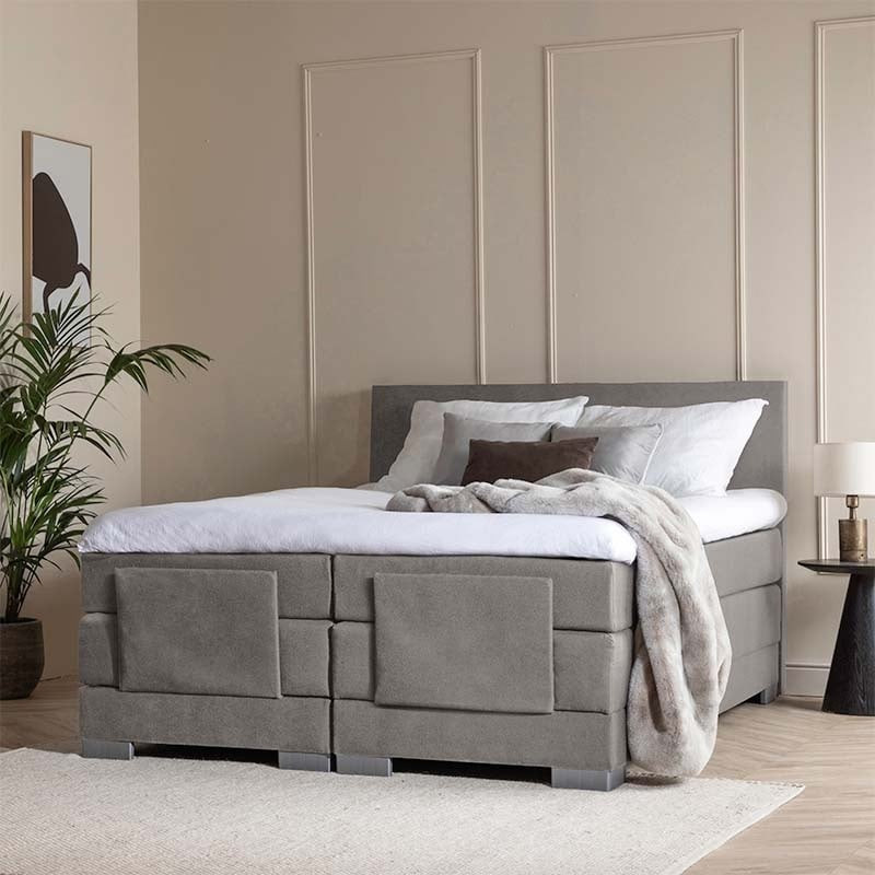 Elektrisch Verstelbare 2-Persoons Boxspring Julia - Grijs 160x210 cm - Pocketvering - Inclusief Topper - Dekbed-Discounter.nl