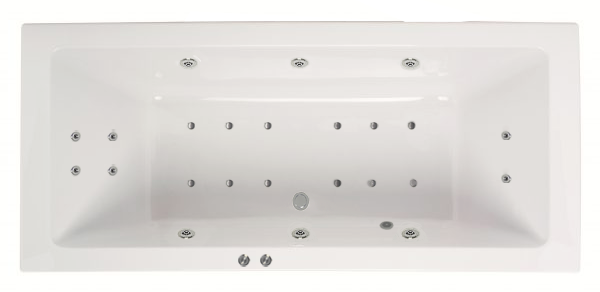 Lambini Designs Cube bubbelbad 190x90cm elektronisch 6+4+2 hydrojets en 12 aerojets chroom