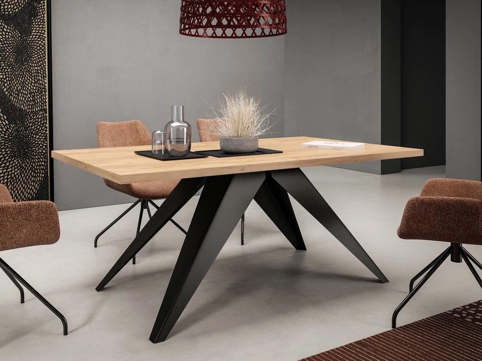 Verlengbare eettafel AWESOME 140>240 cm zwart/eik