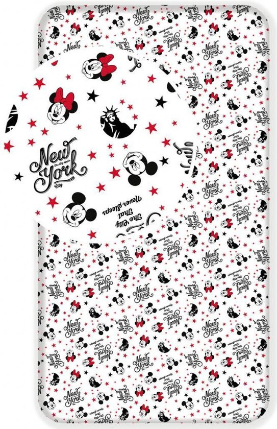 Mickey en Minnie Mouse hoeslaken eenpersoons 90 x 200 cm