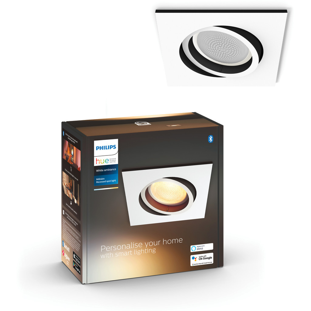 Philips Hue Milliskin inbouwspot White Ambiance vierkant Wit 1-pack