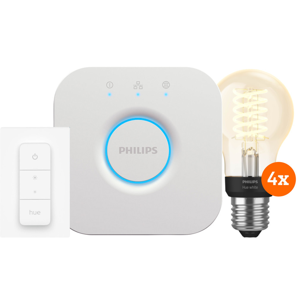 Philips Hue Filament White Globe E27 4-Pack Startpakket