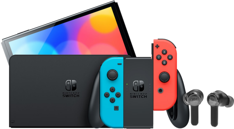 Nintendo Switch OLED Rood/Blauw + JBL Quantum TWS