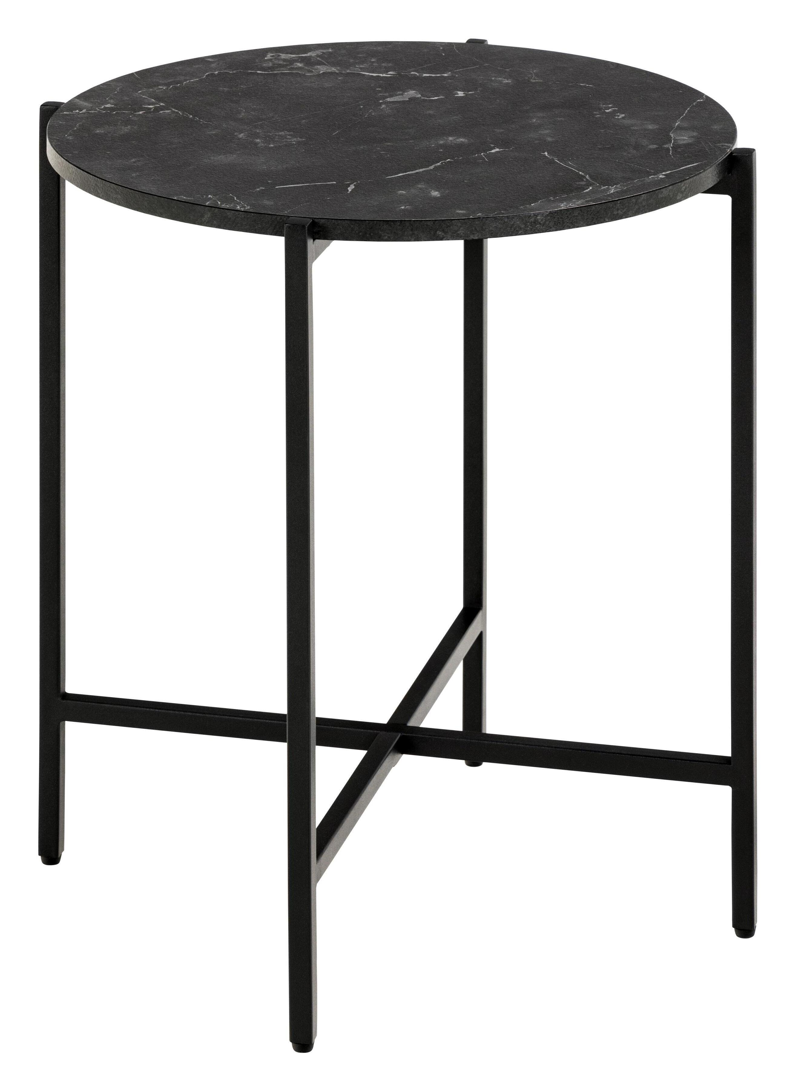 Bendt Ronde Bijzettafel Natally Marmerlook, 40cm - Zwart