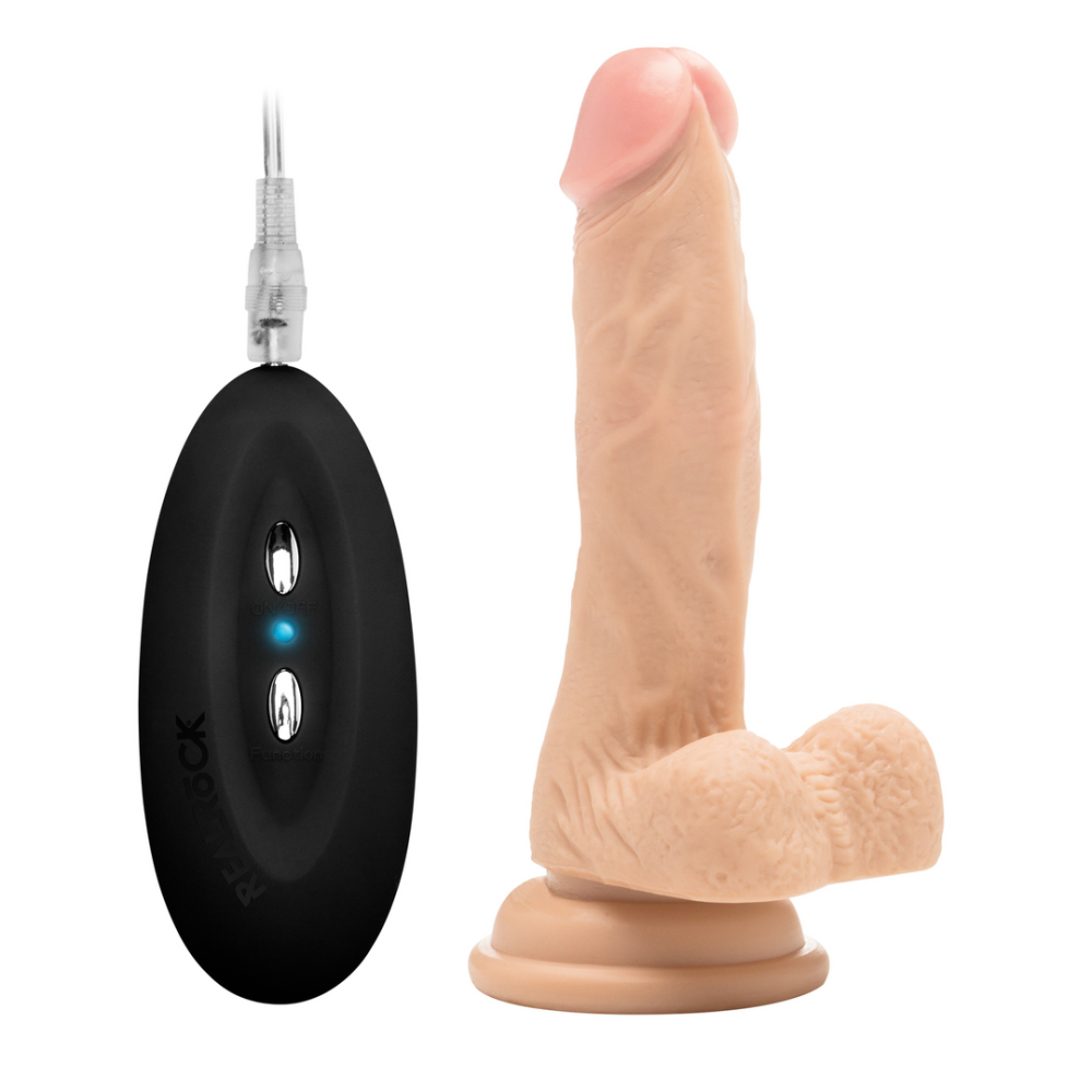 RealRock by Shots Vibrating Realistic Cock with Scrotum - 7 / 18 cm