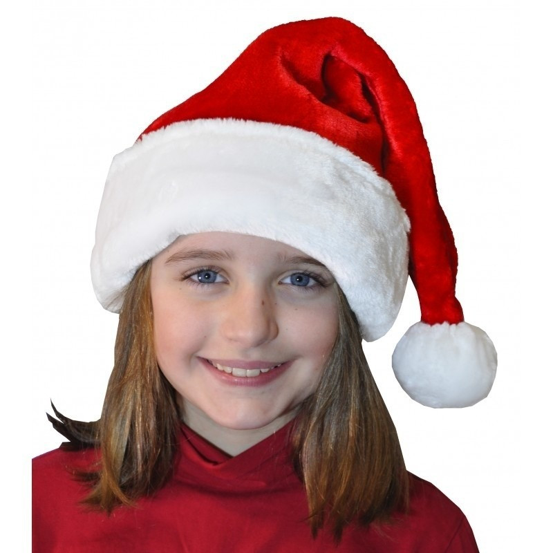 Kerstmuts - voor kinderen - rood - polyester - kerstaccessoires