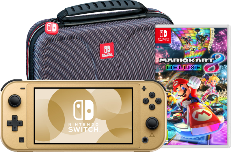 Nintendo Switch Lite Zelda Edition + Mario Kart 8 Deluxe + Beschermhoes