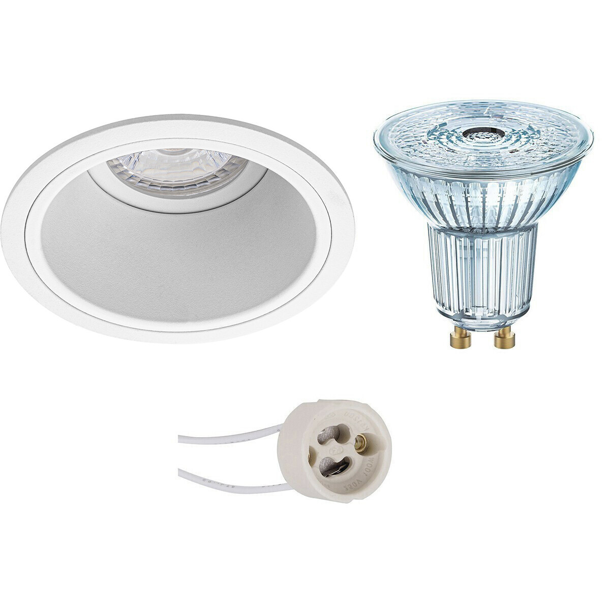 LED Spot Set - LEDVANCE Parathom PAR16 940 36D - Pragmi Minko Pro - GU10 Fitting - Dimbaar - Inbouw Rond - Mat Wit - 3.7W - Natuurlijk Wit 4000K - Verdiept - Ø90mm