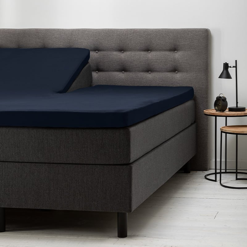 Hoeslaken Stretch - Splittopper - Navy - 180x200 cm - Blauw - Fresh and Co - Dekbed-Discounter.nl