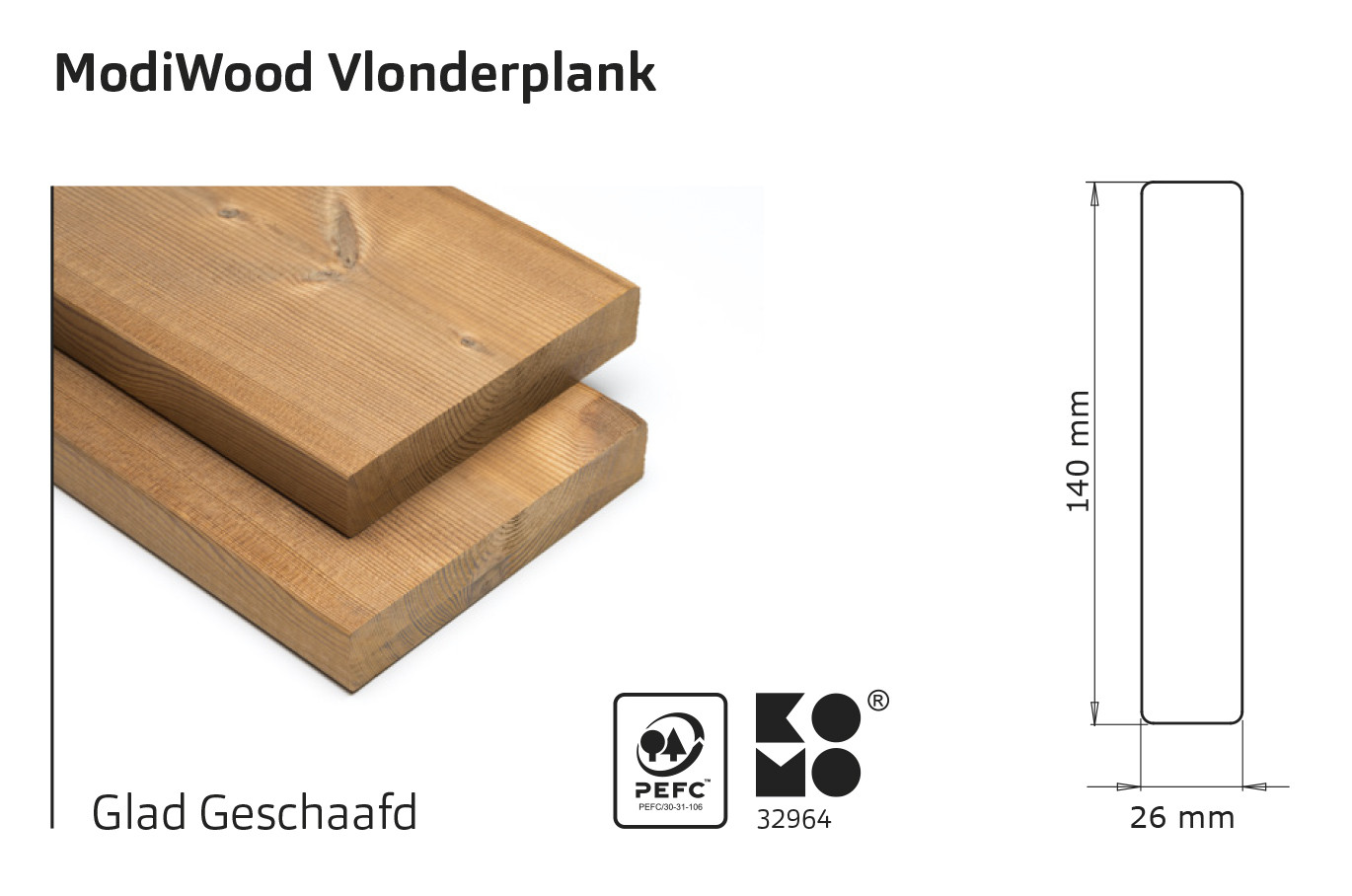 Vlonderplanken thermisch gemodificeerd, glad geschaafd 420cm