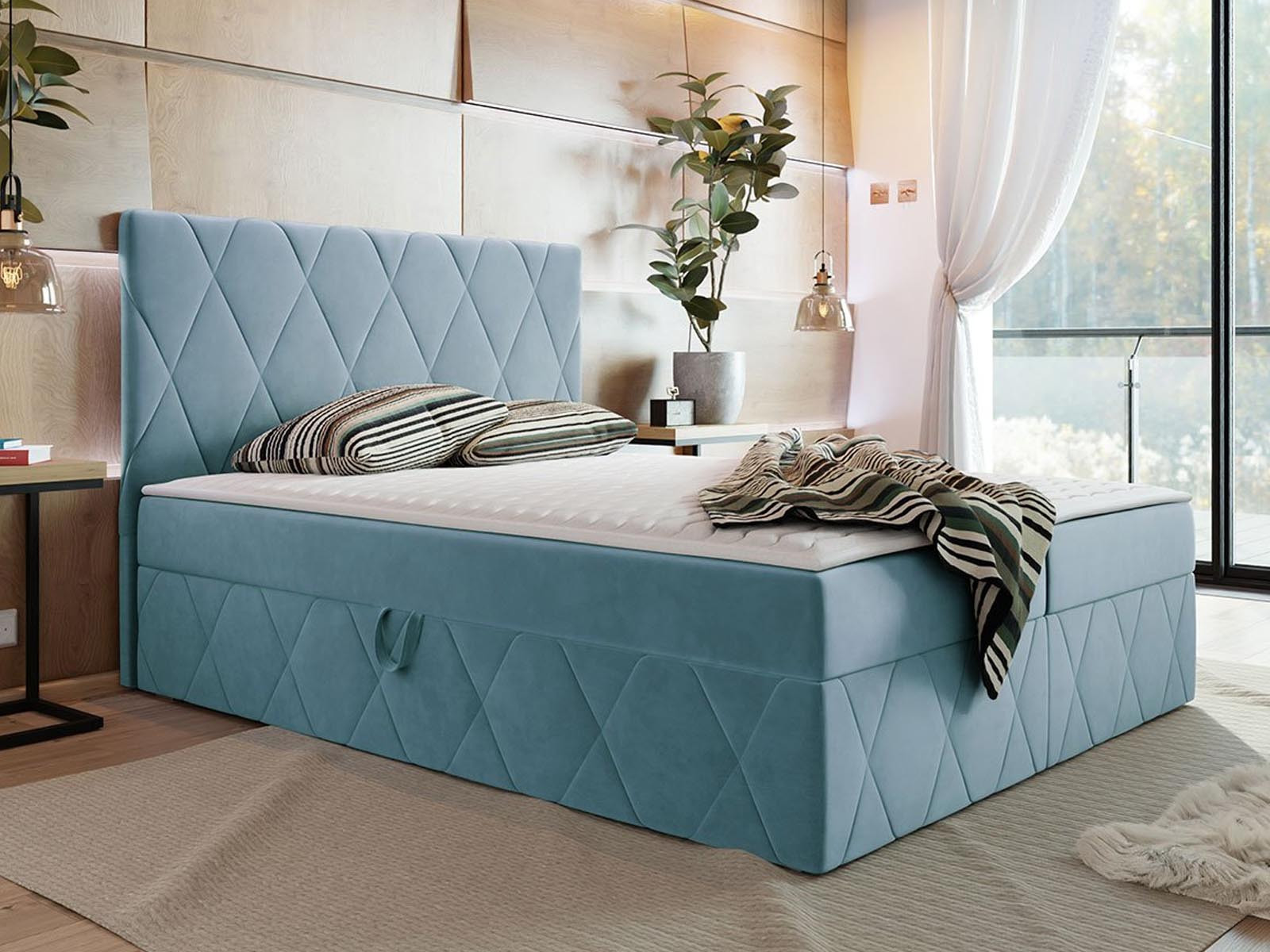 Boxspring SIMONA 180x200 cm lichtblauw