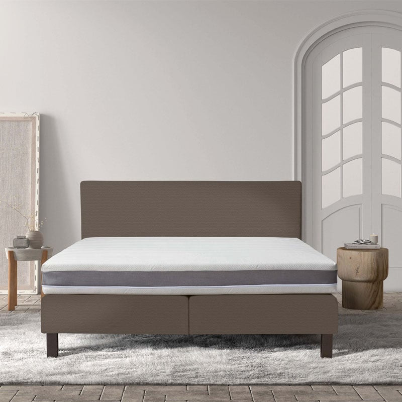 2-Persoons Boxspring Cloud Comfort - Beige 140x210 cm - Pocketvering - Inclusief Topper - Dekbed-Discounter.nl