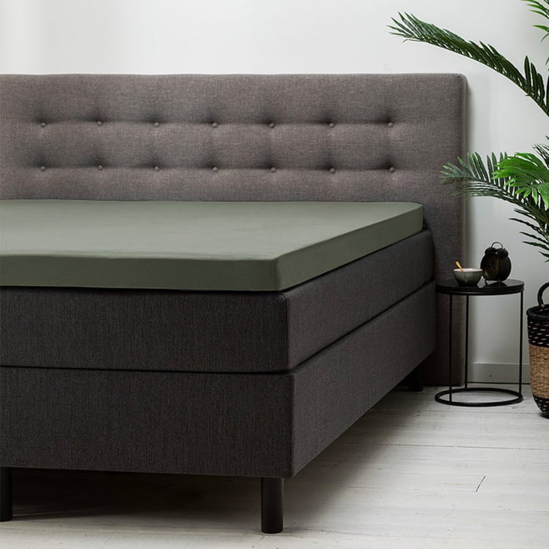 Hoeslaken Stretch - Topper - Truffel - 180x200 cm - Groen - Fresh and Co - Dekbed-Discounter.nl