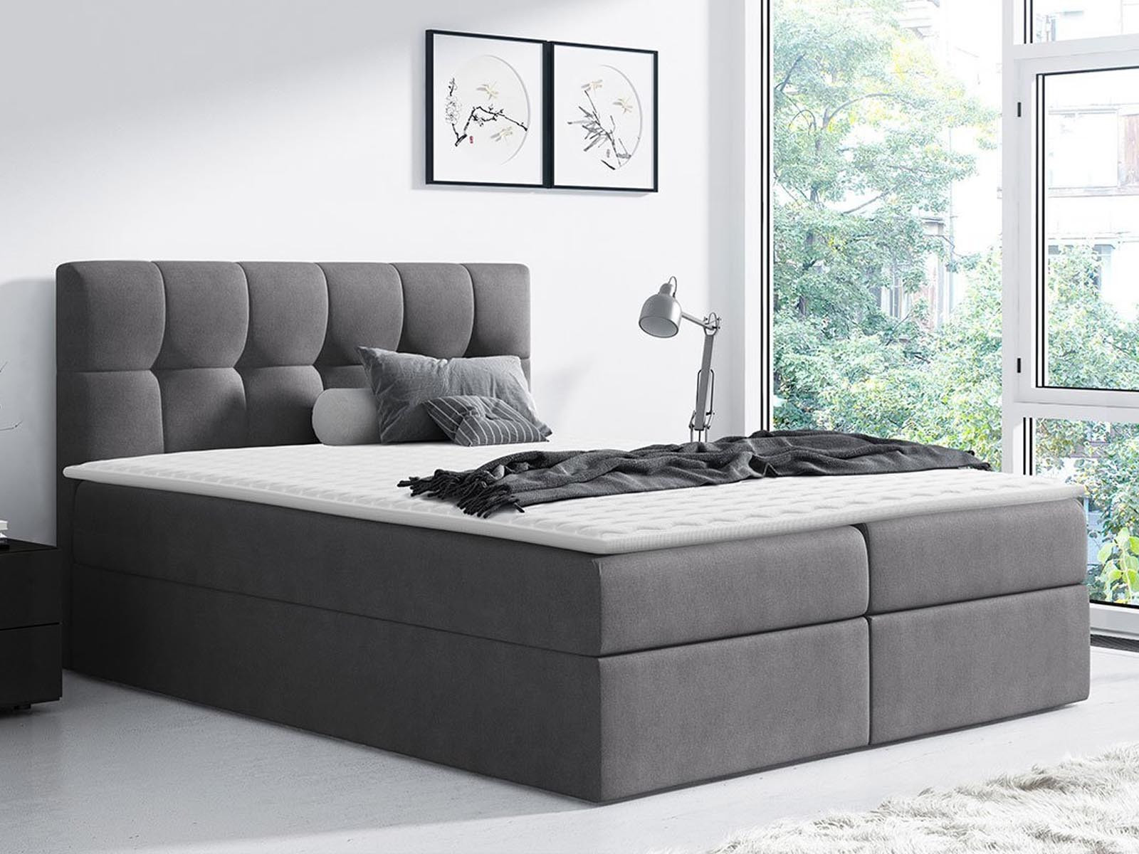 Boxspring RINNO 140x200 cm grijs