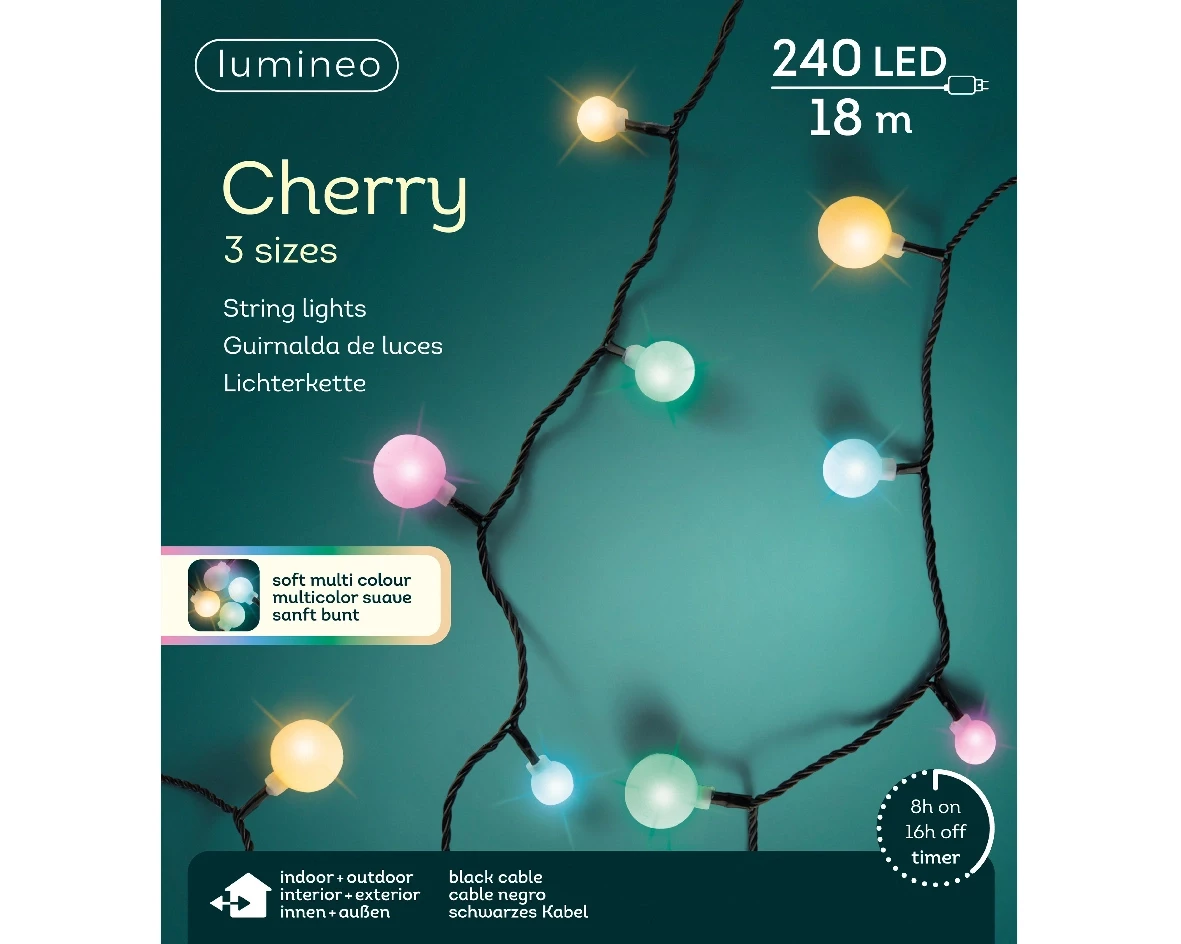 Lumineo cherry Ledverlichting 18m 240led soft multi colour