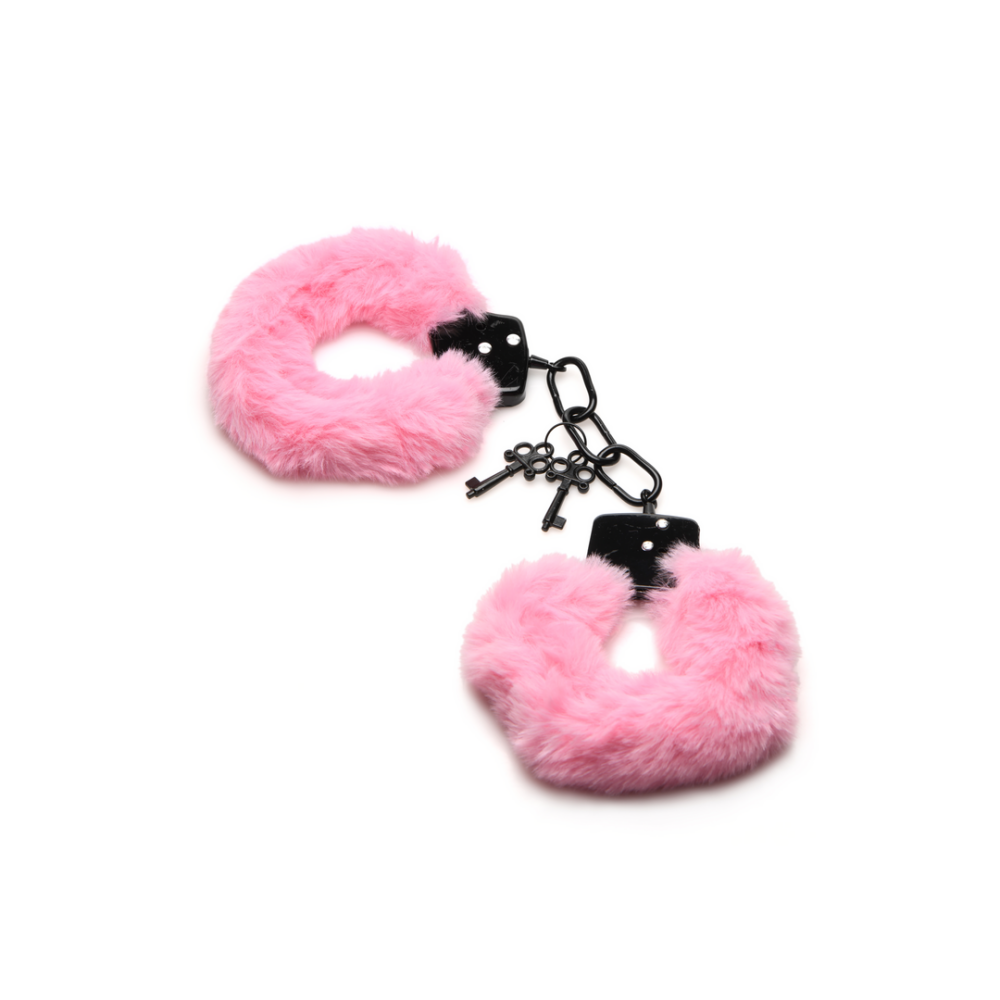 XR Brands Cuffed in Fur - Furry Handcuffs - Pink