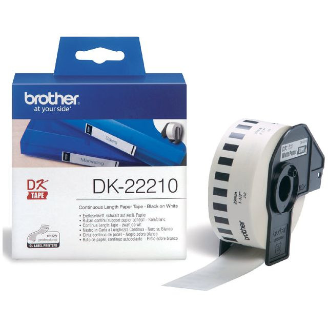 Etiket Brother DK-22210 29mm thermisch 30-meter wit papier | Rol a 30 meter | 3 stuks