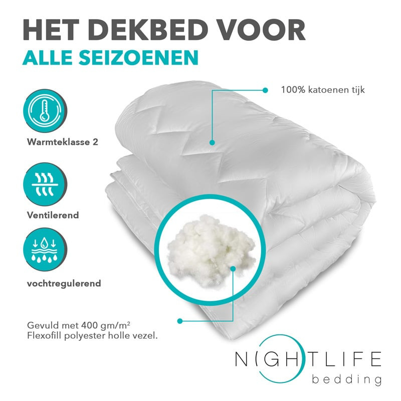 Enkel , All season Dekbed Ultra Comfort - 200x200 cm (Tweepersoons) - Nightlife - 450 Gram - Dekbed-Discounter.nl