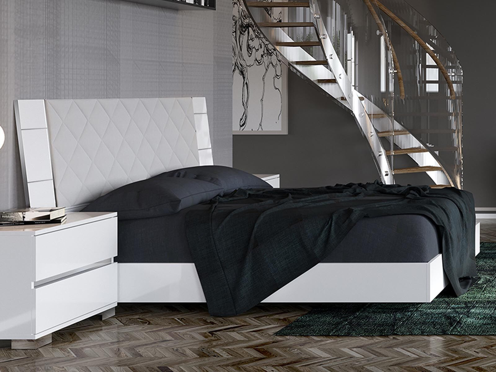 Bed UTOPIA DELUXE I 180x200 cm hoogglans wit