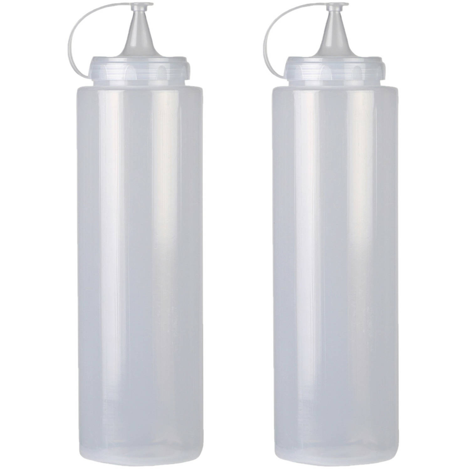 Urban Living Doseerfles/sausfles - 2x - kunststof - met schenktuit - 400 ml - 16 cm - Garneergerei