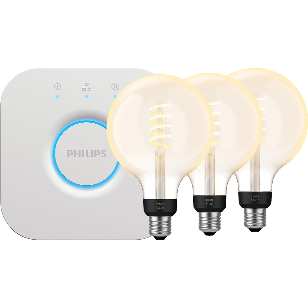 Philips Hue Filament White Ambiance Edison XL 3-pack + Bridge