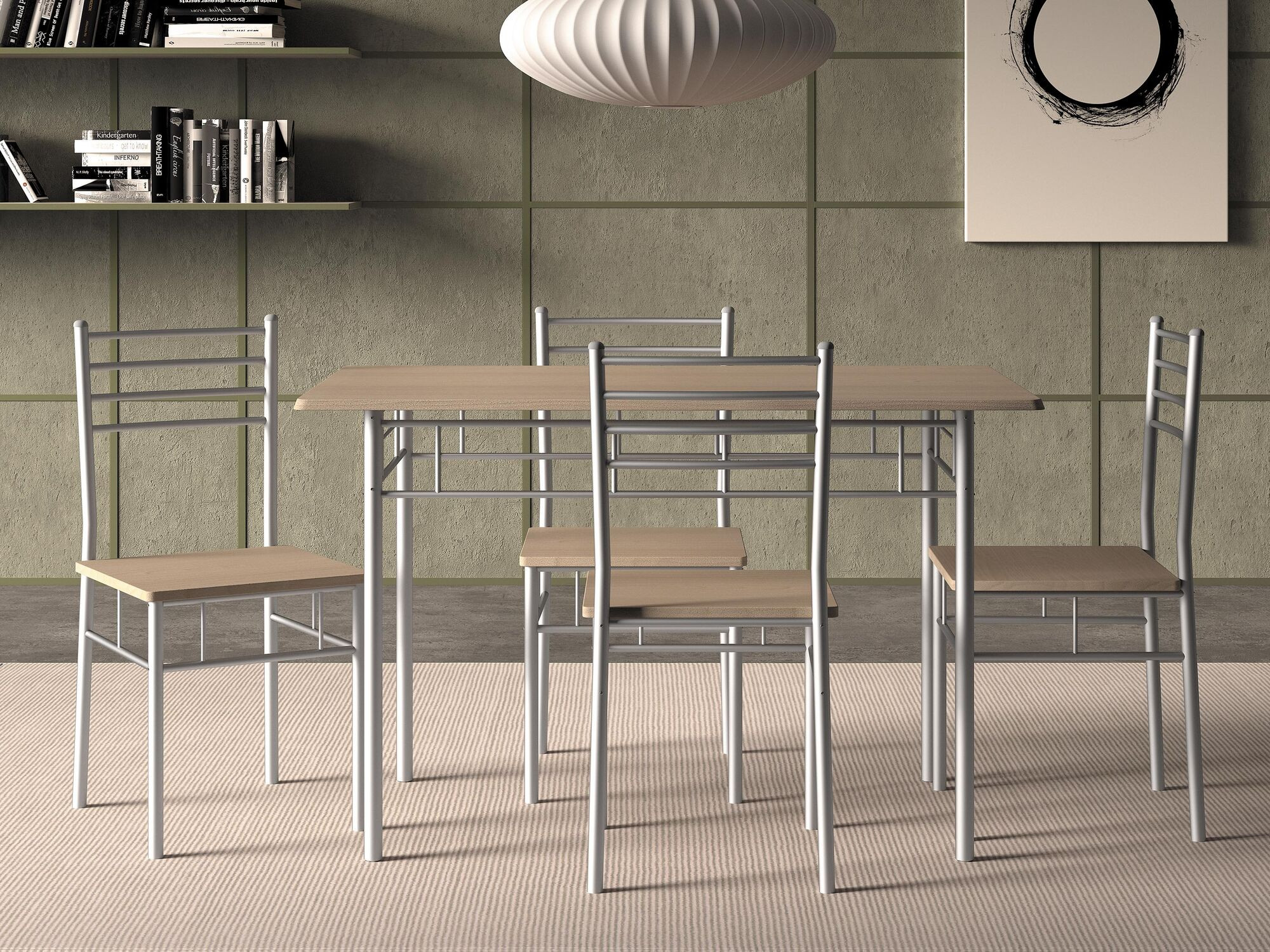 Set eetkamertafel en stoelen AMELIA esdoorn