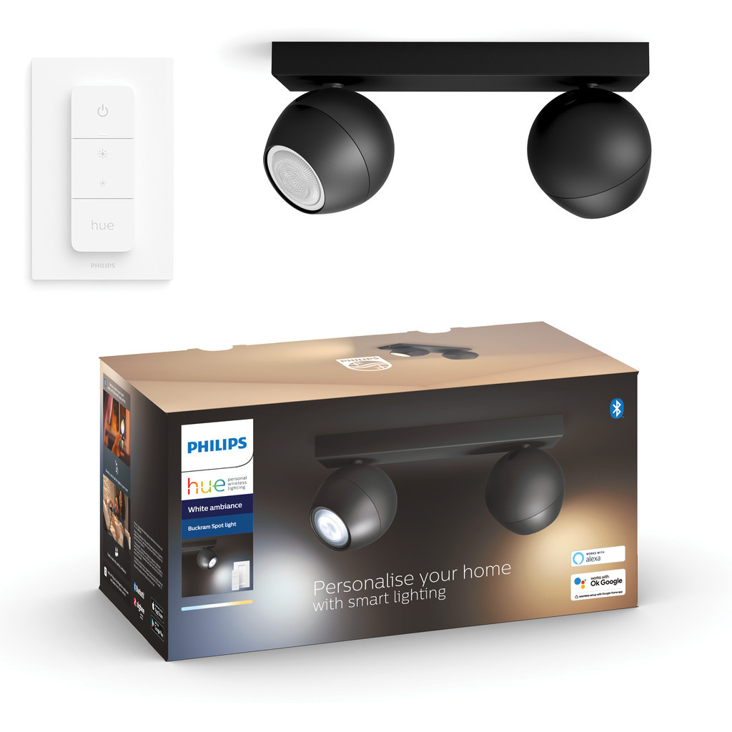 Philips Hue Buckram 2-Spot opbouwspot White Ambiance Zwart