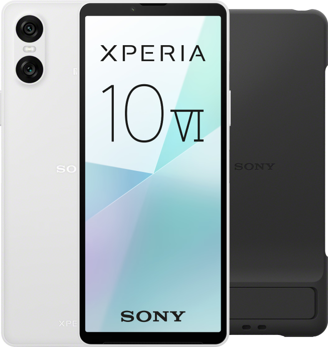 Sony Xperia 10 VI 128GB Wit 5G + Sony Back Cover Zwart met Standaard