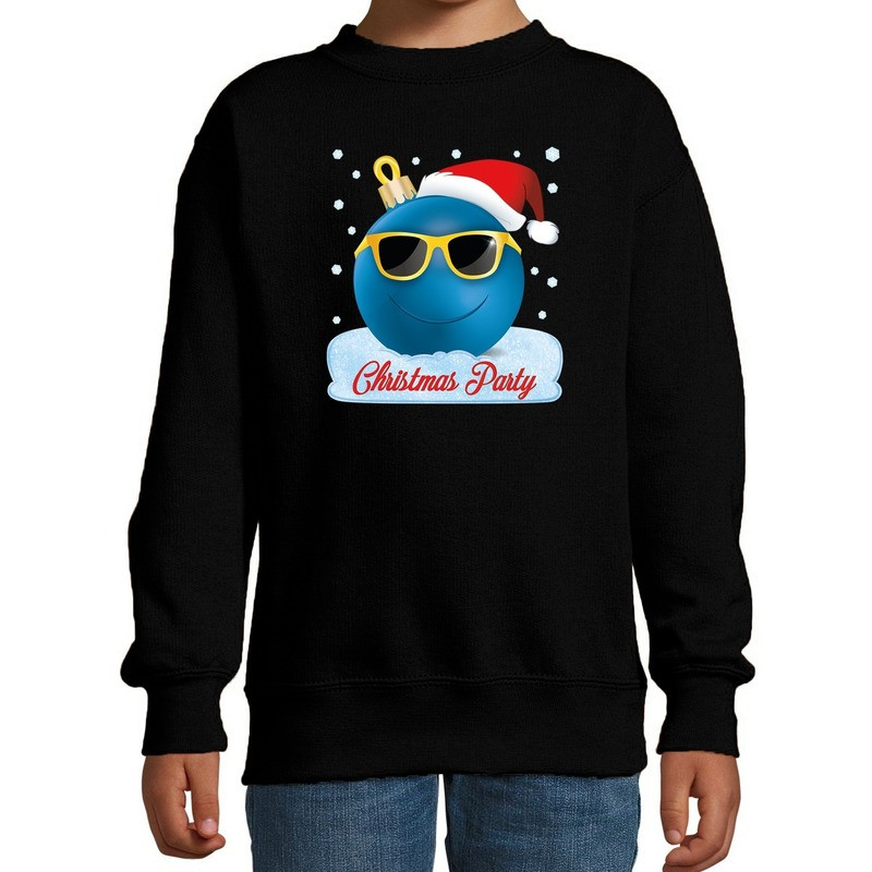 Foute kersttrui / sweater coole kerstbal zwart voor jongens