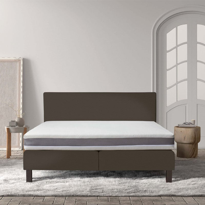 2-Persoons Boxspring Cloud Comfort - Grijs 160x200 cm - Pocketvering - Inclusief Topper - Dekbed-Discounter.nl