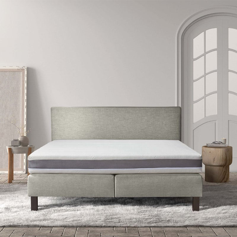 2-Persoons Boxspring Cloud Comfort - Taupe 140x210 cm - Pocketvering - Inclusief Topper - Dekbed-Discounter.nl