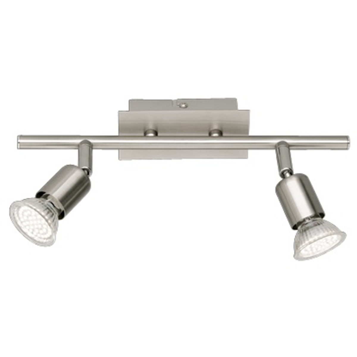 LED Plafondspot - Trion Nimo - GU10 Fitting - 6W - Warm Wit 3000K - 2-lichts - Rechthoek - Mat Nikkel - Aluminium