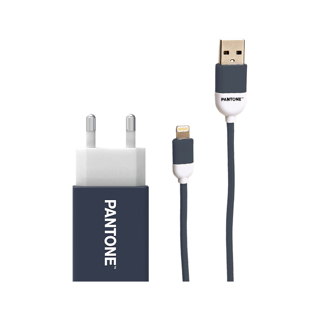 Pantone Oplader 10W + Lightning Kabel 1,5m Nylon Blauw