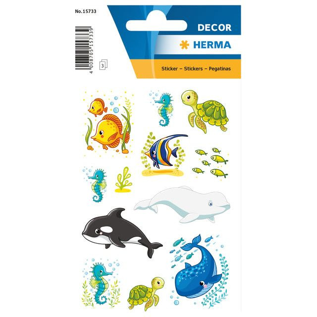 Etiket HERMA 15733 walvissen en zeedieren | Blister a 3 vel | 10 stuks