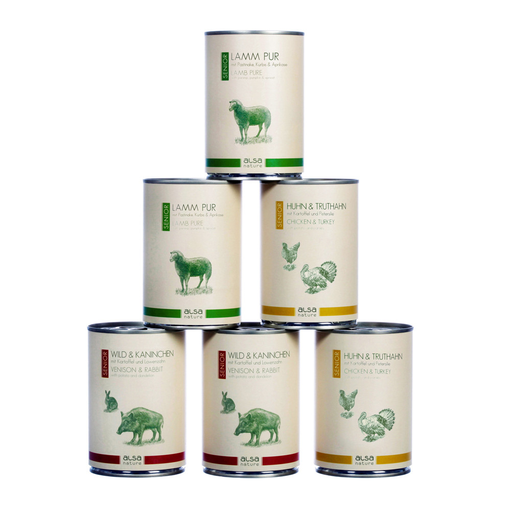 alsa-nature Senior blikmenu-mix, 400 g, Aantal: 12 x 400 g