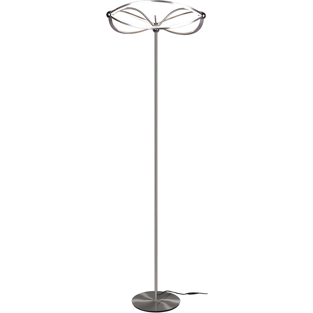 LED Vloerlamp - Trion Charis - 31W - Warm Wit 3000K - Dimbaar - Rond - Mat Nikkel - Aluminium