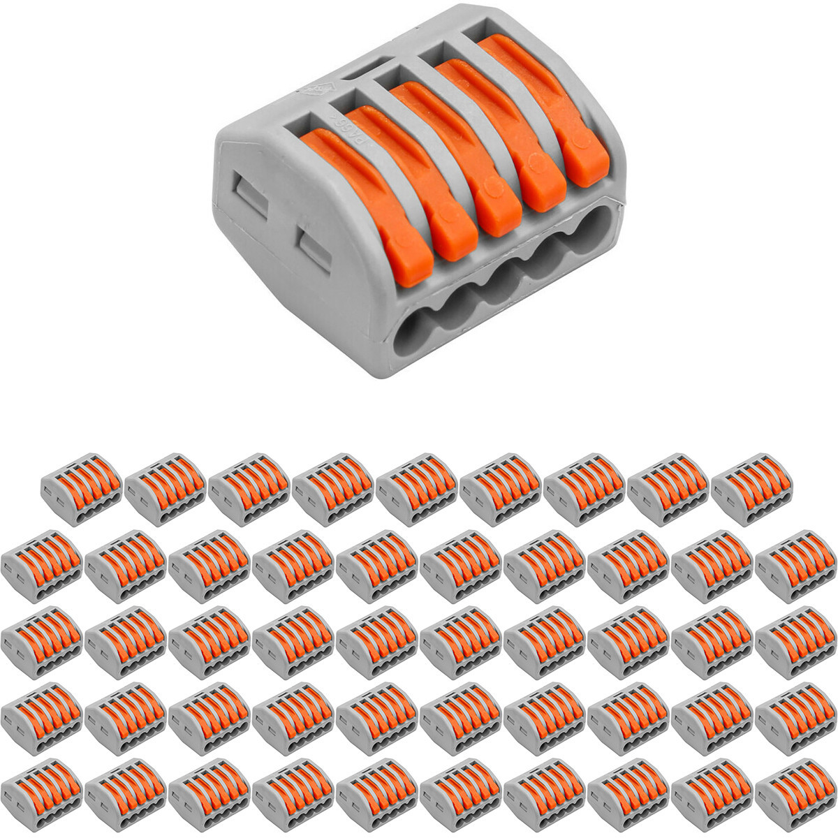 Lasklem - Verbindingsklem - 50 Stuks - 5 Polig met Klemmetjes - Grijs/Oranje